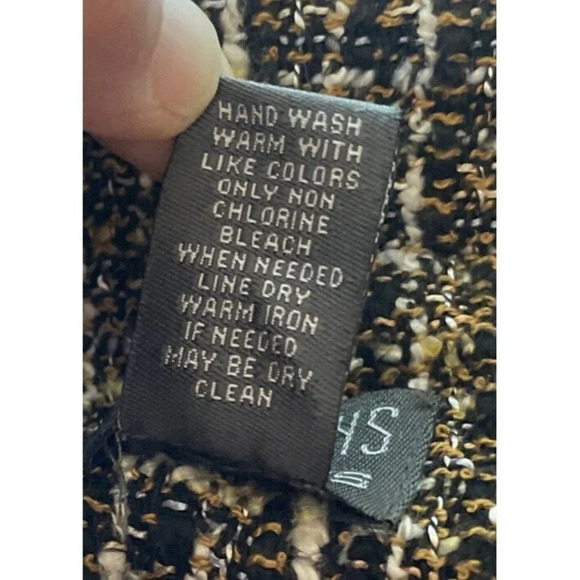 Additions By Chicos Brown Tweed Lined Jacket Coat Large Buttons Up Size 0 S/4 - Picture 7 of 8